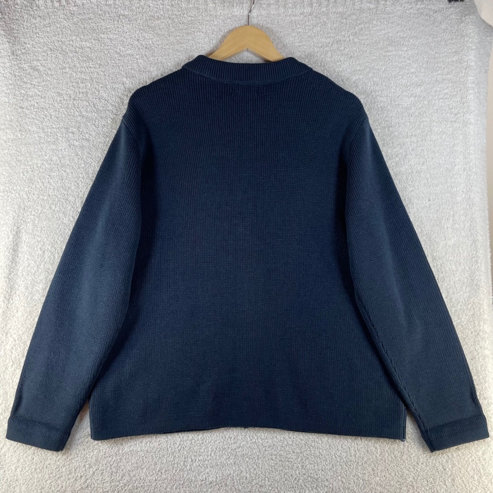 classic elements vtg zip cardigan sweater XL navy blue acorns leaves grannycore - Picture 9 of 9